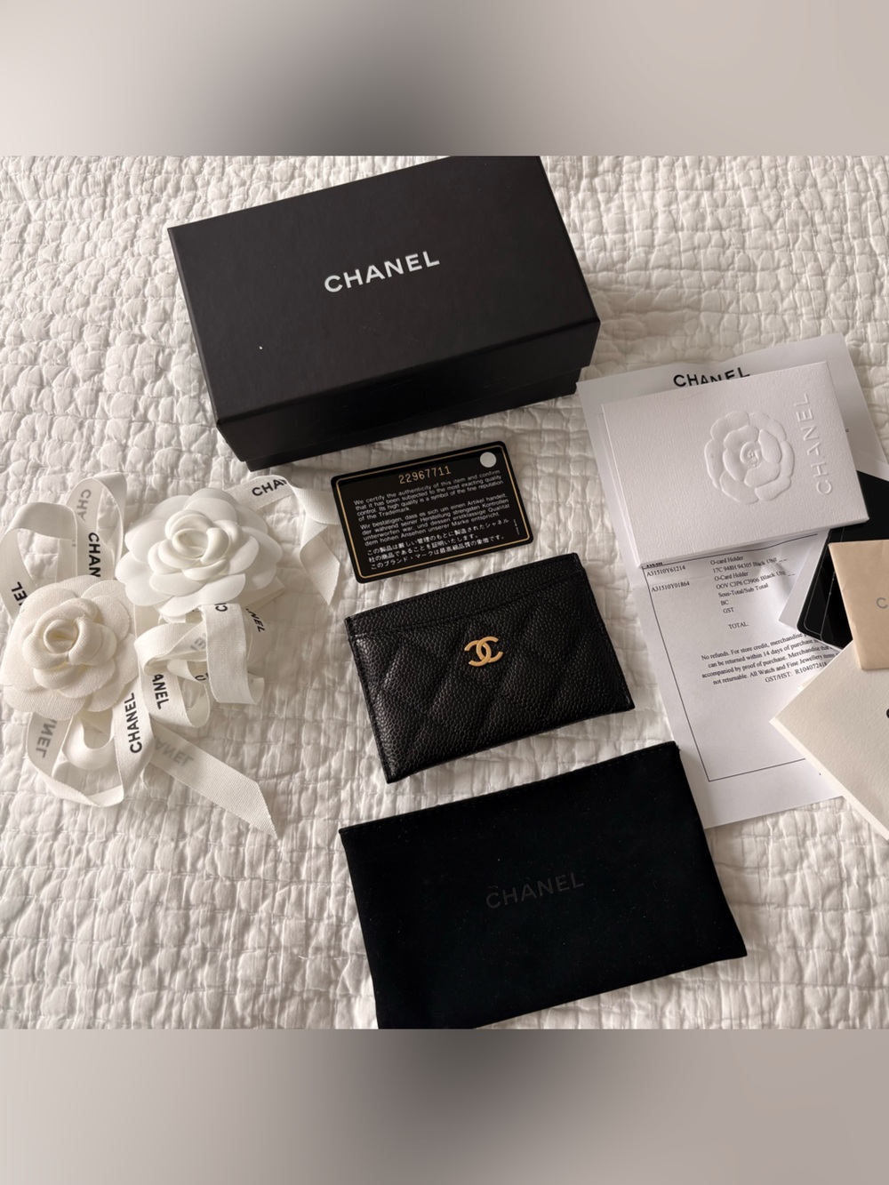 CHANEL Classic Card Holder Black Caviar GHW